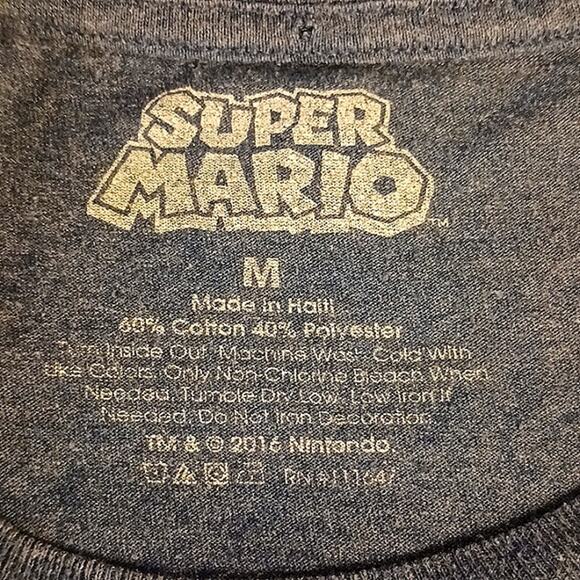 Nintendo SUPER MARIO T-Shirt Men's Sz M BLUE Short Sleeve Unisex Gaming Retro - Picture 3 of 6